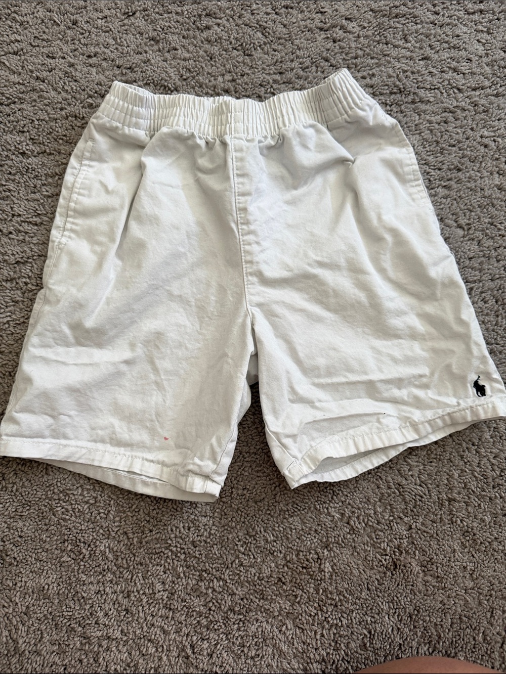 Ralph Lauren White Cotton Flat-Front Boy’s Shorts
